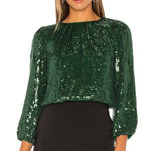 Alice and Olivia Green Avila Top